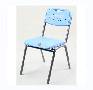 学校家具供应商学生教室椅子可堆叠塑料学生演讲椅钢架单椅