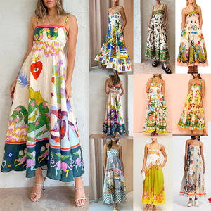 Nuovo Abito Casual Senza Colletto con Stampa Animalier a Vita Alta per Donna in Misto Lino 9 Colori per il Commercio Estero Transfrontaliero 2026 - Product Image 2