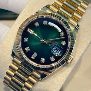 Montre haut de gamme de luxe 2025 avec cadran vert dégradé pavé de diamants, or extravagant, montre-bracelet d'affaires décontractée - Product Image 3