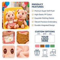 Jouet en peluche de cochon super doux personnalisable ODM rempli de nanoparticules, ensemble de couple avec tenues mignonnes pour enfants, cadeau et décoration intérieure 31cm-50cm