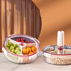 Оптовая продажа, прозрачная герметичная банка для хранения свежих продуктов, разделенная пластиковая прямоугольная коробка для хранения закусок с крышкой