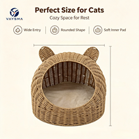 Maison pour animaux de compagnie en rotin PP tissé à la main, maison pour chat en rotin plastique, lit pour chat