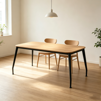 Table à manger industrielle moderne, pieds en métal, design rectangulaire robuste, plateau en mélamine, couleur personnalisée pour le mobilier de salle à manger