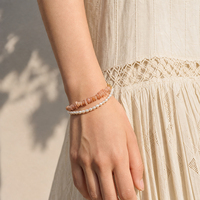 Bracelets tendance de luxe vintage en acier inoxydable 316L plaqué or 18 carats avec perles d'eau douce naturelles et pierres irrégulières en forme de bonbons – Cadeau