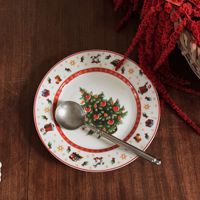 Nouvelles Assiettes de Noël en Céramique 2026 – Ensemble de Plats en Porcelaine Vintage avec Motifs d'Arbres de Noël pour Décoration de Table de Fêtes et Mariages