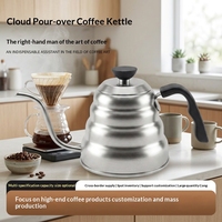 Carafe à café en acier inoxydable 304 en forme de nuage avec bec col de cygne, compatible thermomètre et filtre, bouilloire domestique