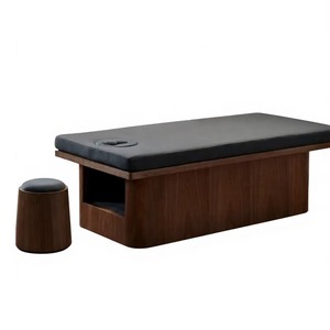 Table de massage professionnelle en bois massif de style européen pour salon de beauté, avec appui-tête intégré, éponge haute densité, éclairage d'ambiance, <span class=keywords><strong>Tui</strong></span> Na - Product Image 6