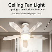 Ventilateur de plafond moderne blanc avec lumière, 5 pales, anneau LED vert 24W, montage encastré, double taille D400 D520, télécommande