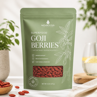 Sachet Doypack Personnalisé Mat avec Fenêtre et Fermeture Ziplock pour Baies de Goji, Emballage Premium pour Superaliments et Fruits Séchés, Refermable SUP
