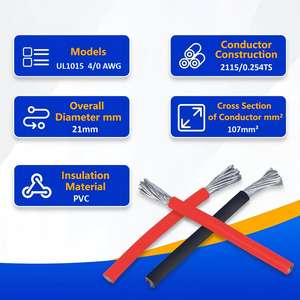 <span class=keywords><strong>สาย</strong></span>ไฟทองแดงหุ้มฉนวนพีวีซี <span class=keywords><strong>4</strong></span>/0 AWG <span class=keywords><strong>สาย</strong></span>ทองแดงแบบตีเกลียว <span class=keywords><strong>สาย</strong></span>ไฟฟ้าแบบยืดหยุ่น 107 ตร.มม.² <span class=keywords><strong>สาย</strong></span> <span class=keywords><strong>THW</strong></span> สำหรับงานเดินสายไฟในอาคาร จัดจำหน่ายโดยโรงงาน - Product Image 2