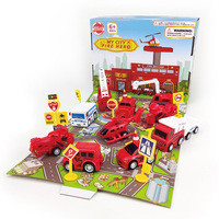 OEM/ODM Ensemble de Scène de Modèle Militaire de Bricolage Personnalisé pour Enfants Simulation de Dinosaure Faune Camion de Pompier Modèle Jouet avec Carte