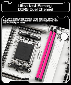 Placa Base JGINYUE B650M Snow Dream AM5 DDR5 ARGB M-ATX para Juegos, PCIe 4.04 M.2 Doble, Nueva, Compatible con CPU 9700X/9900X/7800X3D, DIY Doble Memoria - Product Image 2