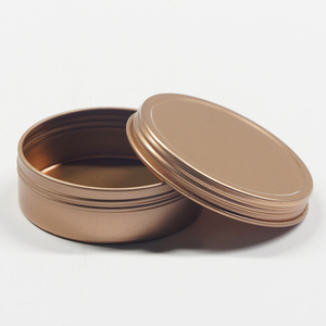 Boîte métallique ronde peu profonde de <span class=keywords><strong>2</strong></span> oz en acier doré rose de qualité supérieure avec couvercle à vis, lot de <span class=keywords><strong>2</strong></span>, pour bougies/bonbons - Product Image 3