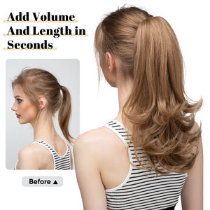 Sarla 14 "ผมต่อหางม้าสังเคราะห์ทนความร้อนหางหยักกรงเล็บในผมปลอมแบบทันทีผมต่อวิกผมหางม้าปลอม - Product Image 2