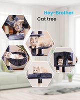 Arbre à chat de luxe moderne et écologique en bois de sisal naturel, avec griffoir et grand condo personnalisé en peluche noire pour animaux de compagnie - Vente en gros