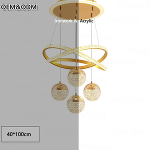 Lámpara de Araña LED de Cristal Dorado con Altura Ajustable, Moderna y Creativa, con Colgante de Capa Media, para Restaurante, Dormitorio, Escalera - Product Image 3