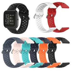 23毫米TPE纯色防水透气腕带，适用于Fitbit Versa/Versa Lite/Versa 2软运动硅胶表带