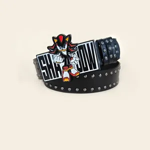 Cinturón Unisex de Diseño de Alta Gama con Hebilla de Cobre con Diseño de Gato de Dibujos Animados, Estilo Gótico Y2K, con Remaches Negros, Accesorio Punk para <span class=keywords><strong>Hombre</strong></span> y Mujer - Product Image 4