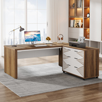 Tribesigns moderne luxe en forme de l bureau de direction table de bureau exécutif ascenseur bureau haute technologie bureau de direction