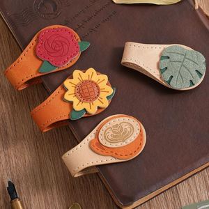 8 Styles Rose Coffee Vintage Magnetic Leather <b>Bookmark</b>, Leather Magnetic <b>Bookmarks</b> Magnetic PU <b>Bookmarks</b> Clip Book Accessories - Product Image 2