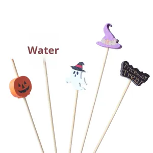 Selecciones <span class=keywords><strong>de</strong></span> cóctel <span class=keywords><strong>de</strong></span> Halloween Bat Ghost Pumpkin Spider Hat Drink <span class=keywords><strong>Topper</strong></span> con palillo <span class=keywords><strong>de</strong></span> madera para Cupcake Postre Fruit Party Supplies - Product Image 5