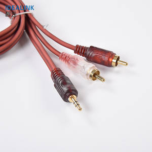 Fabricante chapado en oro 3m 3,5mm a <span class=keywords><strong>2</strong></span> RCA macho altavoz Cable de Audio y Video - Product Image 1