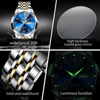 Montres pour hommes OEM 9970, étanches, avec aiguilles lumineuses, décontractées, pour affaires, mouvement à quartz, bracelet en acier inoxydable