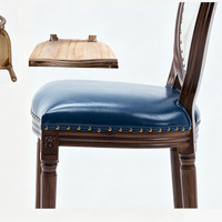 Chaise de salle à manger vintage américaine en bois massif, chaise d'appoint rembourrée à dossier ovale avec imprimé tête de cerf et finition vieillie