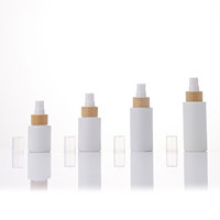 Botol Tetes Minyak Esensial Isi Ulang 50ml 1.7oz dengan Pipet Bambu Alami Botol Kaca Tincture Berlapis Putih Matte
