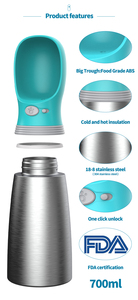 Mangkuk air tahan bocor untuk anjing, mangkuk botol minum penahan panas hewan peliharaan tahan bocor bahan baja tahan karat untuk anjing - Product Image 6