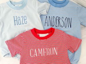 Pakaian Bayi Laki-laki Musim Panas, Baju Polo Lengan Pendek Bergaris Katun Kerah Pan, Romper Bordir Jonjon, Setelan Romper Anak Laki-laki 2026 - Product Image 4