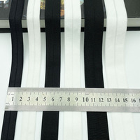 Bande élastique pliée à bord fileté Acme Acme M 1, épaisseur 1,5-2,5 cm, noir et blanc, motif horizontal en polyester, Chine
