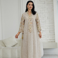 Robe Abaya brodée de sequins pour femmes musulmanes, manches longues, kaftan ample, robe maxi, tenue de soirée islamique modeste de Dubaï