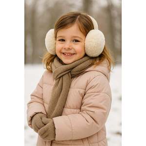 Plüschige, faltbare beige Ohrenschützer für Kinder mit extra Kälteschutz Klk01 - klk02-Beige - Product Image 4
