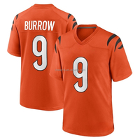 Jersey Sepak Bola Amerika Cincinnati Bengal Jahitan Grosir Warna Hitam # 1 Ja'Marr Chase # 9 Joe Burrow # 5 Kaos Sepak Bola Tee Higgins