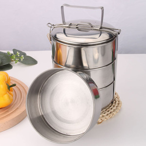 Mang Đi Hộp Đựng Tiffin Bằng Kim Loại Hộp Đựng Thức Ăn Bằng Thép Không Gỉ 3/4/5 Lớp Hộp Cơm Trưa Có Tay Cầm - Product Image 3