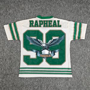 Camisetas personalizadas con cuello en V y estampado de pantalla, camisetas extragrandes de secado rápido, ropa de fútbol de malla cuadrada, camisetas de fútbol para hombres - Product Image 2