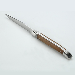 <span class=keywords><strong>Couteau</strong></span> à <span class=keywords><strong>steak</strong></span> dentelé de luxe <span class=keywords><strong>Laguiole</strong></span>, 5 pouces, acier inoxydable, écologique, passe au lave-vaisselle, design moderne classique, olive - Product Image 2