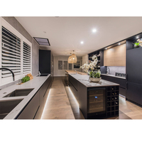 Alibaba China moderno insland europeo laca brillante color negro armario de cocina