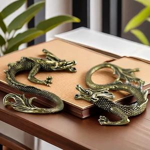 Estatuilla Decorativa de Dragón de Metal de Cobre para Oficina, Librería, Escritorio, Amuleto de la Suerte, Adorno de Dragón Pequeño y Moderno Personalizado - Product Image 1