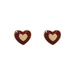 Pendientes con forma de corazón, rojo, blanco, aleación de zinc, regalo para mujer, joyería, accesorio de moda - Product Image 5