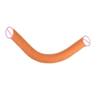 Pénis artificiel flexible en silicone avec revêtement huileux, double gode pour stimulation vaginale, pour femmes <span class=keywords><strong>et</strong></span> lesbiennes, pour des moments intimes <span class=keywords><strong>et</strong></span> sensuels en couple. - Product Image 3