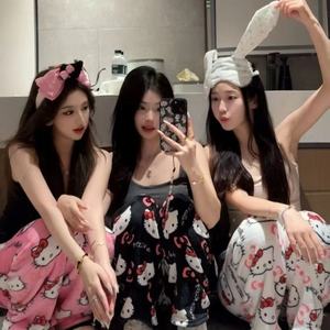 Frauen grenz überschreitende Cartoon Katze gedruckt Flanell Pyjama Hose Herbst Winter Korallen Fleece elastische Taille verdickt warm lässig - Product Image 5