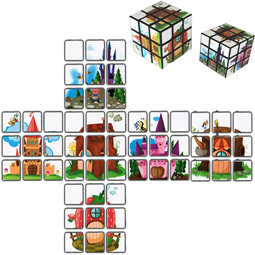 โปรโมชั่นที่กำหนดเองของขวัญพลาสติกภาพ3X3 3X3เมจิก Cube ที่มีโลโก้3D ปริศนาโฆษณาของเล่นคลาสสิก
