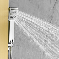 FLG Panneau de douche thermostatique moderne en acier inoxydable doré pour douche à effet pluie
