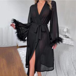 Pijama Sexy com Cardigã de Rede, Camisola Sexy, Robe Simulado - Product Image 3