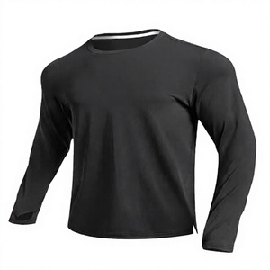 Quality Cotton Sportswear Fitness Undershirts Tank Top Long Sleeve Breathable Crew Neck Solid Pattern Low MOQ <b>Men</b> Summer - Product Image 1