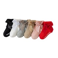 1-3-5 Jahre Alte Unisex Winter Crew Casual Kleinkind-Socken mit Niedlicher Schleife und Rutschfesten Sohlen für Kinder