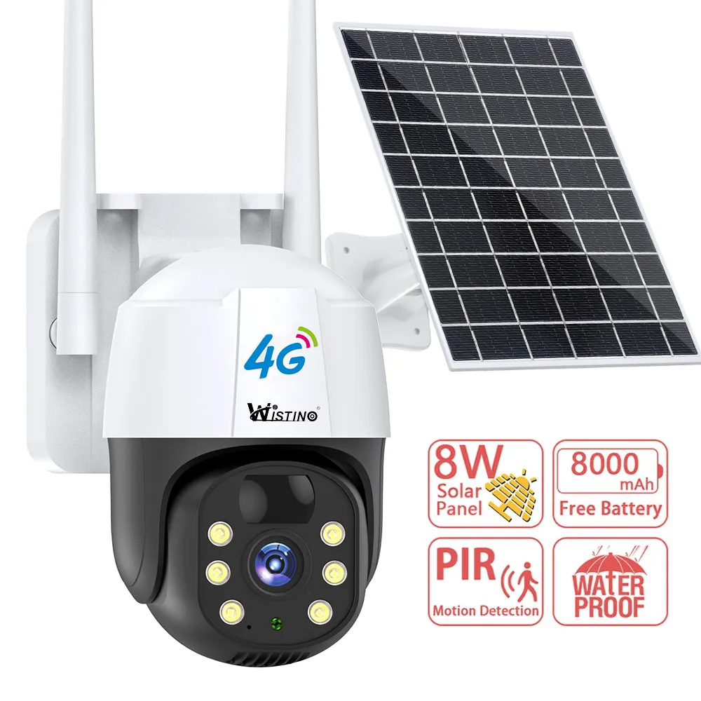 Wistino V380pro 3MP Wasserdichte Solar-CCTV-Außen kamera Nachtsicht-Audio-Bewegungs erkennung 4g Sim-Karte Solar-Überwachungs kamera