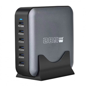 285W GaN PD <b>Charger</b> <b>Multi</b> Port Desktop Adapter With Holder Fast Charging Black - Product Image 1